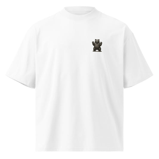 Vintage White — T-shirt bear chest print monochrome.