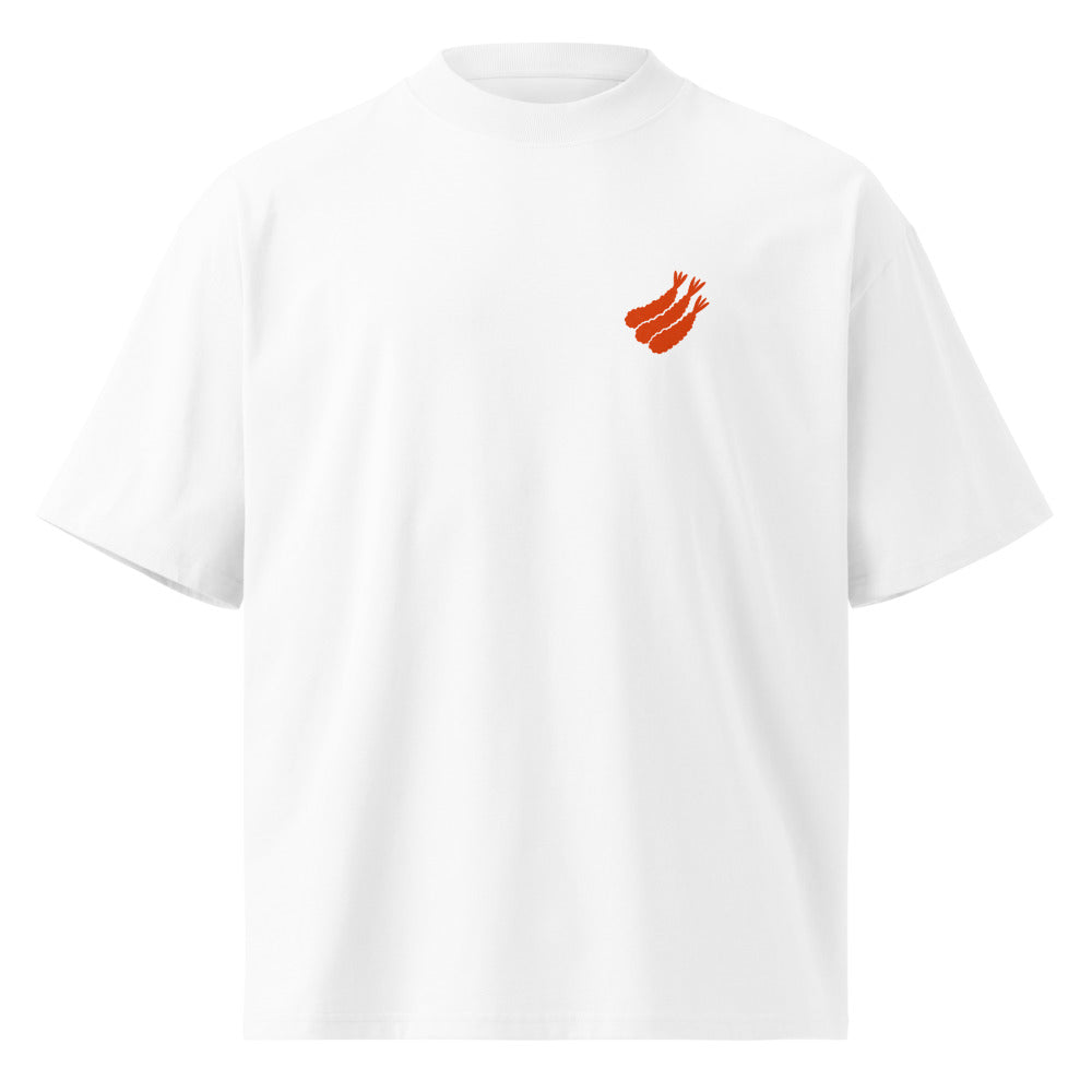 Vintage White — T-shirt tempura shrimp chest print monochrome.