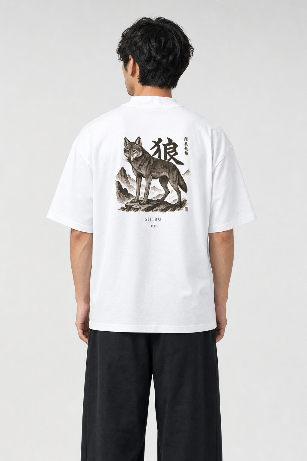 Wolf T-Shirt — studio model back